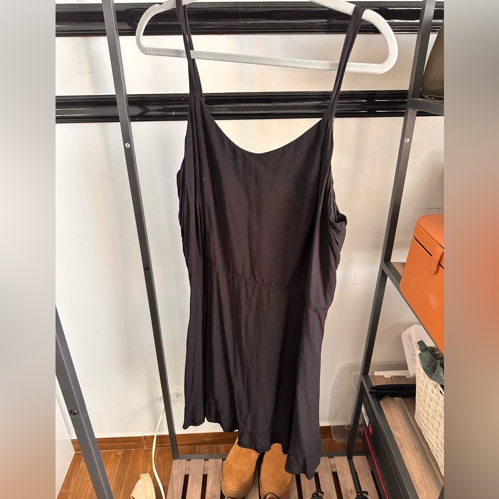 Black Cami Ruffle Dress with Ruffle at the bottom